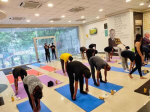 Employees Doing Yoga at Forever Living Office Mumbai