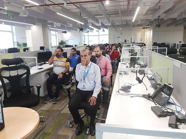 Employees Doing Pranayama in Office Bangalorfe India